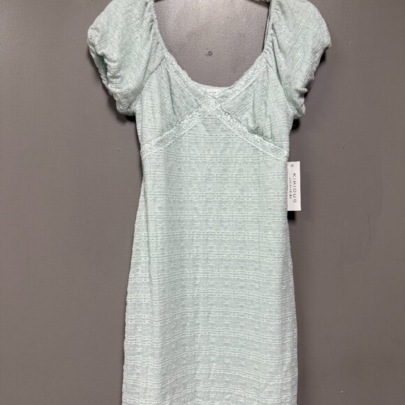 Kirious Los Angeles Women Medium Surplice Puff Sleeve Blue Lace Mini Dress - Picture 1 of 5